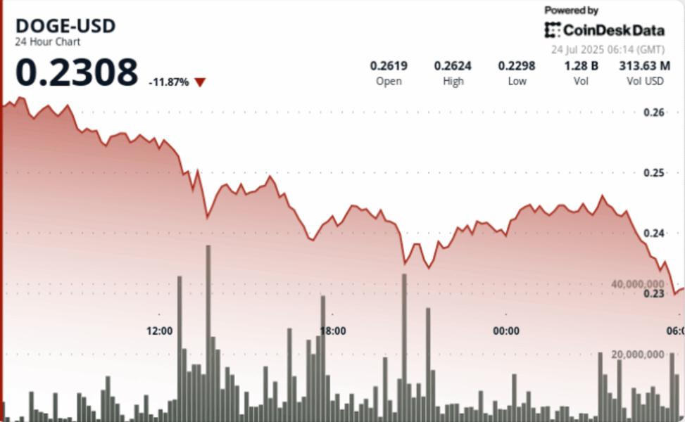 Dogecoin plunges 11% as institutional bets seen exiting amid heavy selloff