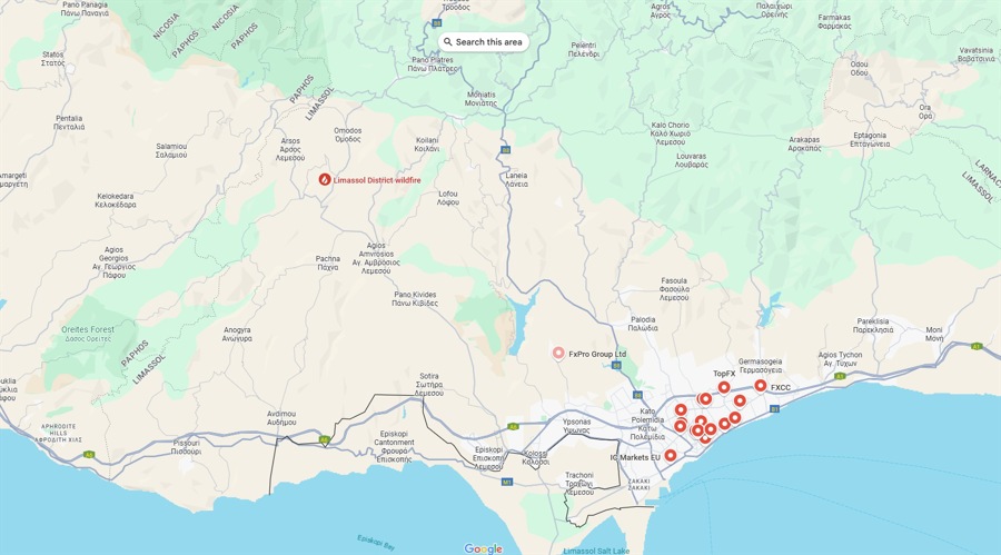 Cyprus wildfire engulfs many regions, but still far from cfds brokers’ base in limassol
