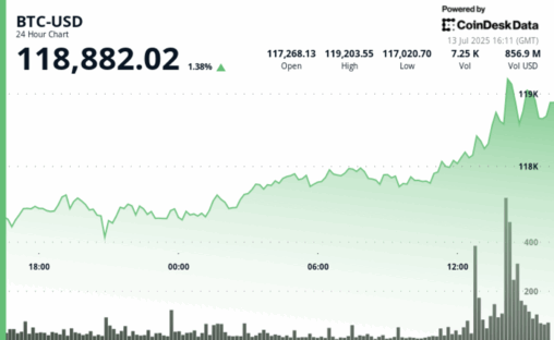 Bitcoin breaks $119k, but xlm and hbar aren’t impressed by its meager percentage gain