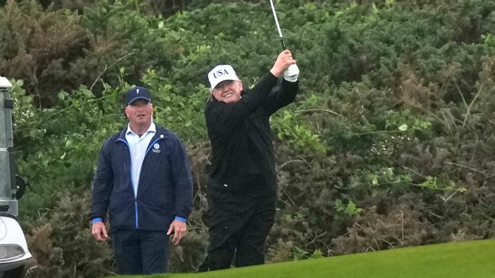 Huge security operation as trump tees off at his scottish golf course