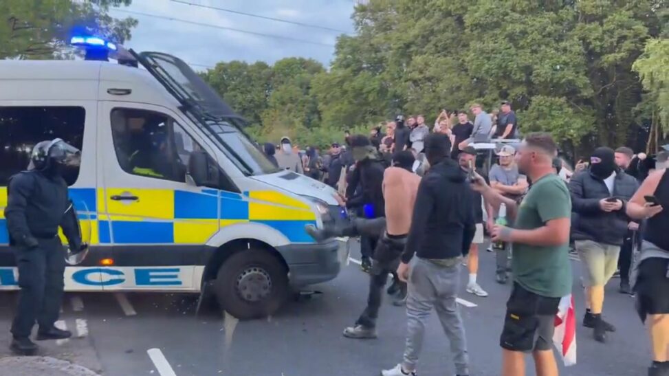 Essex police say nigel farage claims about migrant hotel protest are 'categorically wrong'