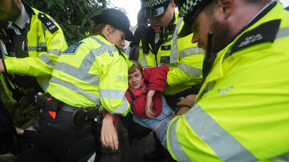 Police arrest palestine action protesters in parliament square