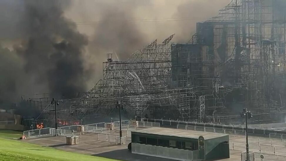 'devastating' blaze destroys main stage at major festival two days before it was due to begin