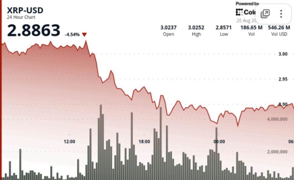 Xrp pushed into $2.90 support zone amid etf delays, poor security rankings