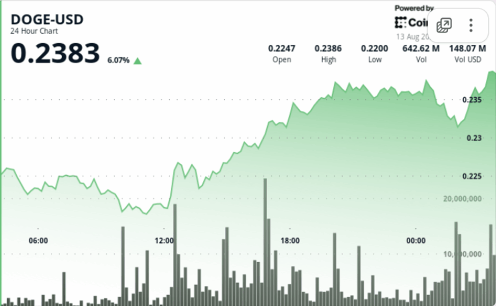 Doge rises 5.6% on $200m whale accumulation despite late session selloff