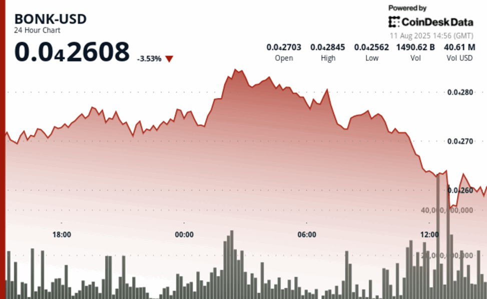 Bonk retreats 8% after climbing to august high