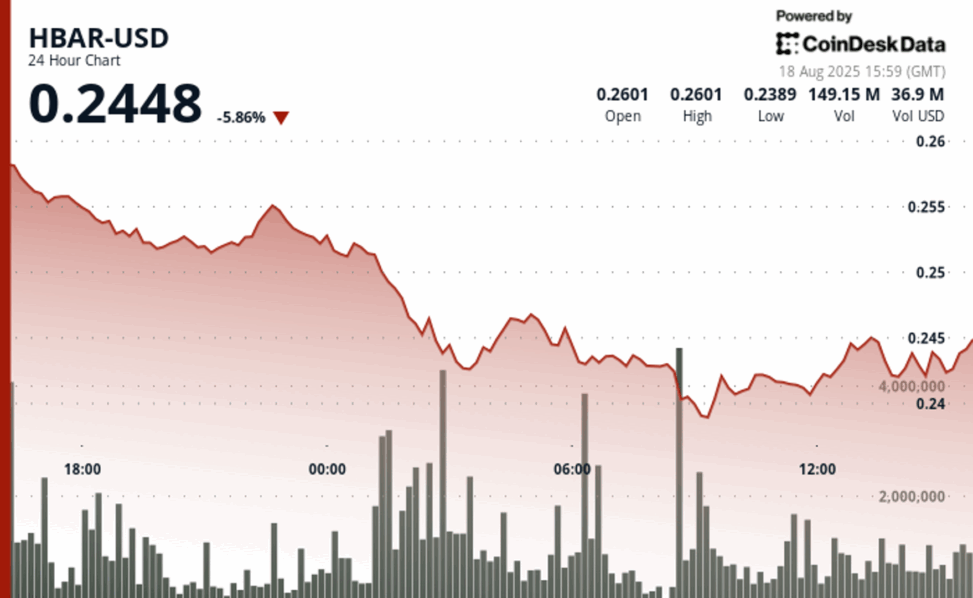 Hbar suffers 7% decline amid substantial liquidation cascade