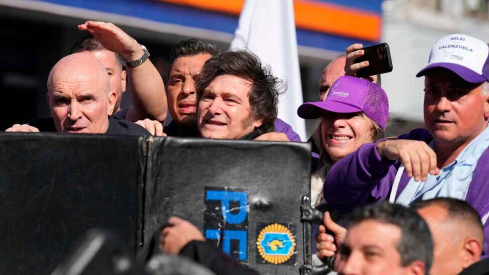 Milei evacuated from campaign event after stones thrown