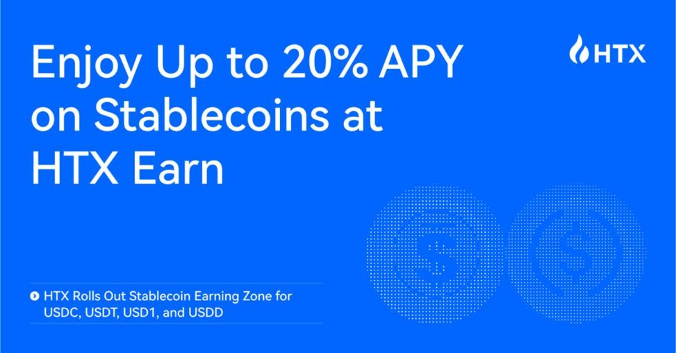 Htx rolls out stablecoin earning zone with yields up to 20%