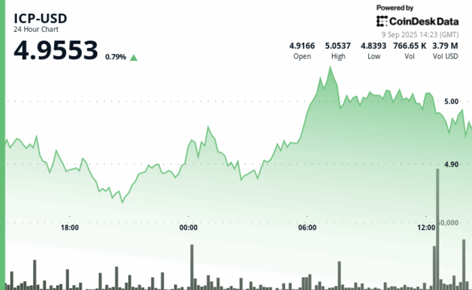 Icp drops 3% as rally stalls at $5.05 resistance