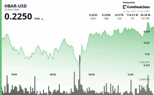 Hbar plunges to $0.217 before staging strong recovery rally
