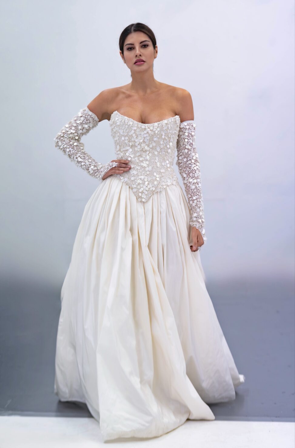 Cover model and actress aria walton stuns modeling ella titus' vellachor gown at london fashion week