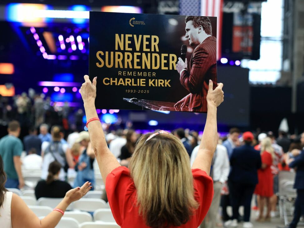 Elon musk attended charlie kirk's memorial service. photos show huge crowds.