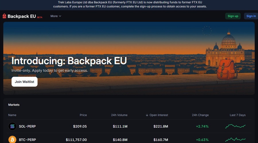 Backpack eu launches after “fulfilling promise” to refund ex ftx customers