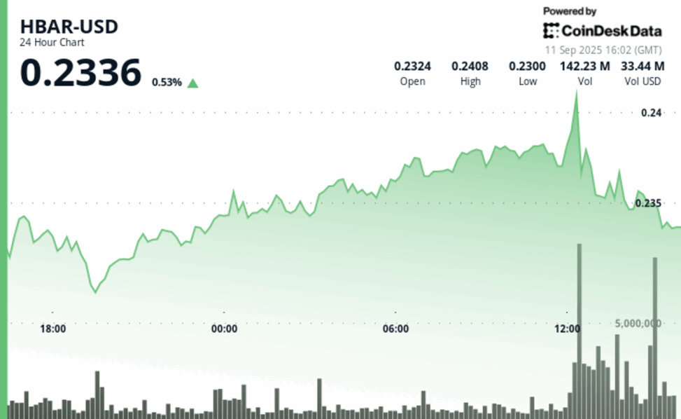 Hbar rises 5% despite volatile cpi session