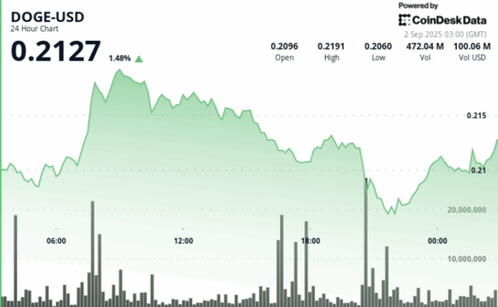 Dogecoin price analysis: $0.21–$0.22 range forms as institutional flows spike