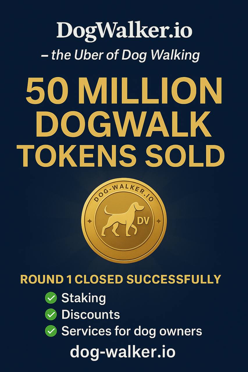 Dog walker.io completes first funding round, raises $500,000, and sets timeline for app launch and token listing