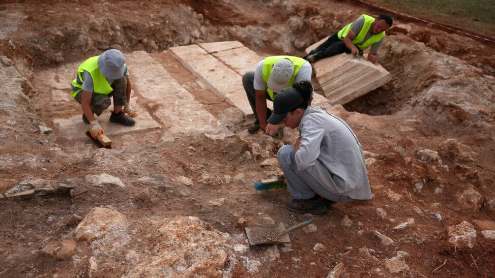 Archaeologists find large roman burial chamber from fourth century ad