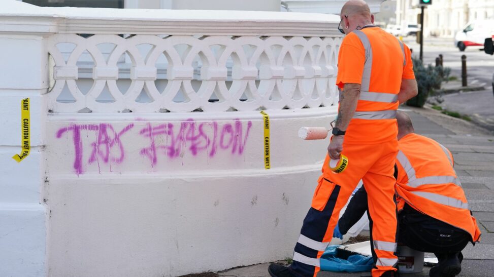 Graffiti calling angela rayner 'tax evader' removed after resident pays for clean up