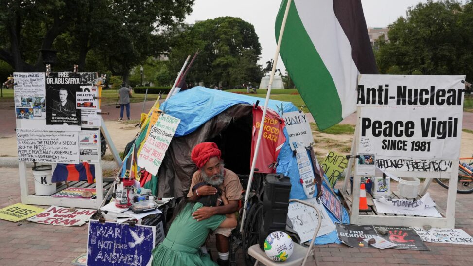 Trump orders 'take down' of 44 year old peace vigil opposite white house