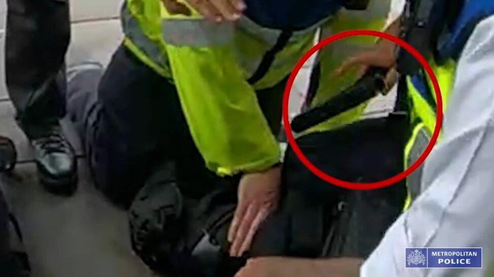 Footage shows police tackle boy in 'resident evil costume' after he appeared to be carrying a gun