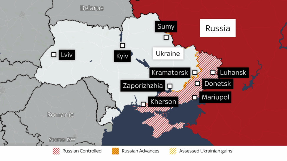 In maps: the battlefields of ukraine, as trump backs kyiv to take back all territory