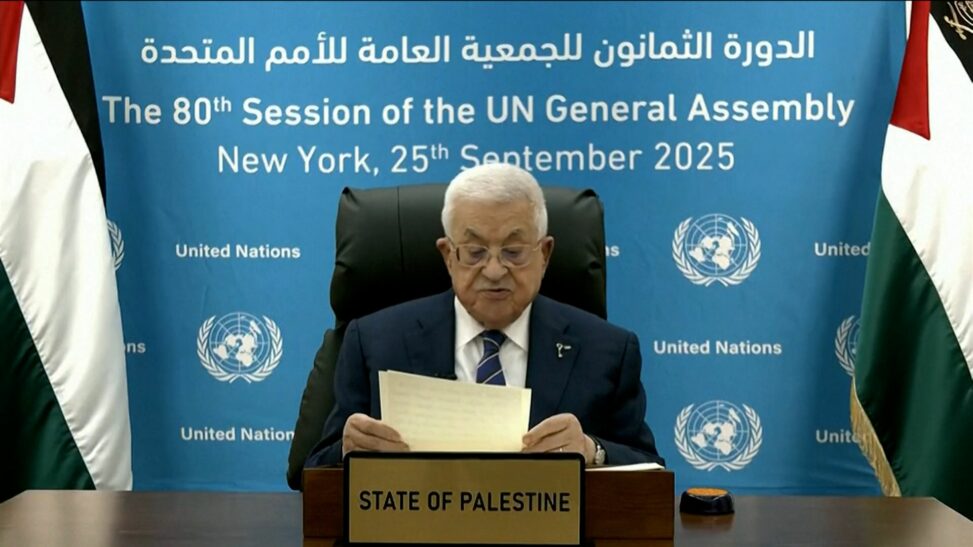 Palestinian president tells un 'we will not leave our lands' and condemns hamas attack