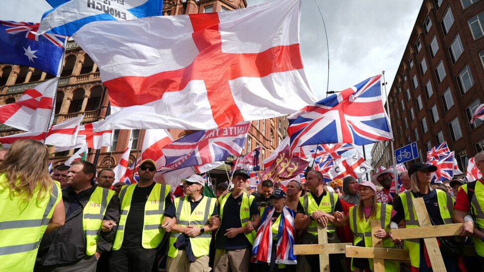 Nine arrested amid 'significant aggression' as 110,000 people join 'unite the kingdom' march