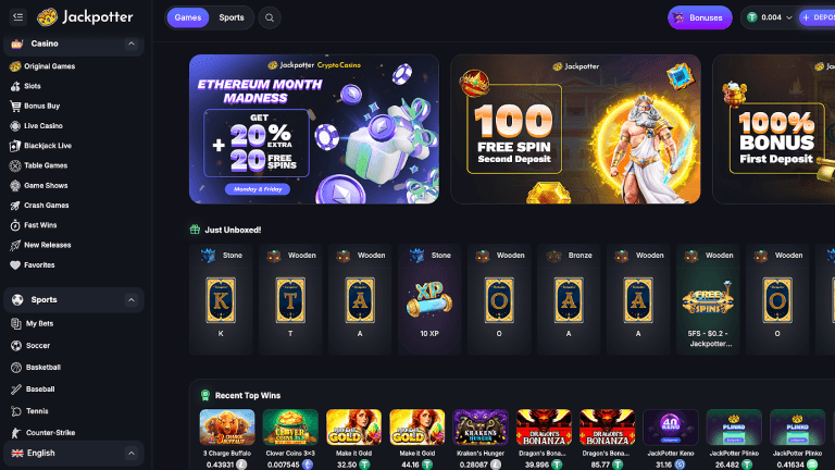 Jackpotter.com: the crypto casino where bonuses take center stage