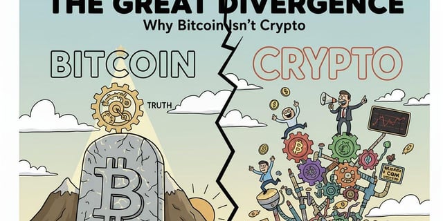 The great divergence: why bitcoin isn't crypto. bitcoin is time. bitcoin is truth.