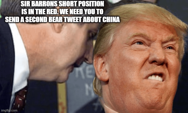 Guess who wanted to share some news about china during the top of the pump today.