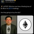 Bitmine now has a floating loss of $1.9b on its eth holdings