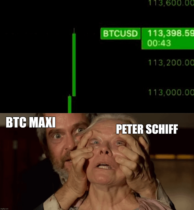 When bitcoin breaks $113k and peter schiff still refuses to look