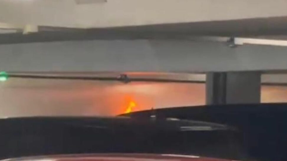 Vehicle destroyed and road closures after airport car park fire