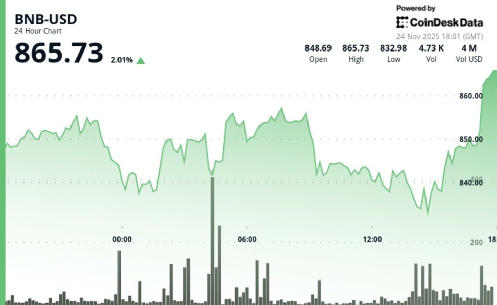 Bnb rebounds above $860 after testing key support