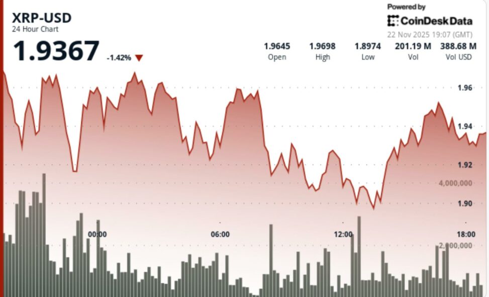 Xrp drops with market as bitcoin weakness pulls altcoins into oversold territory