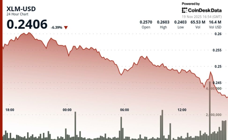 Stella's xlm token breaks key $0.25 support as altcoins suffer continued drawdown