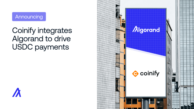 Coinify integrates algorand to drive usdc payments