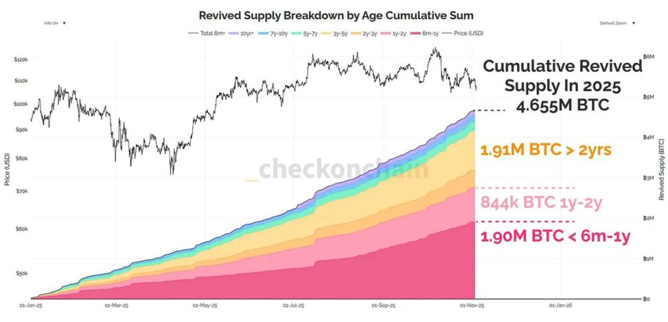 Dormant bitcoin comes back to life as 4.65 million btc reenters circulation in 2025
