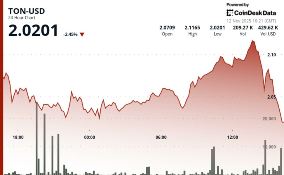 Toncoin drops 2.4% as post rally selling pressure caps gains