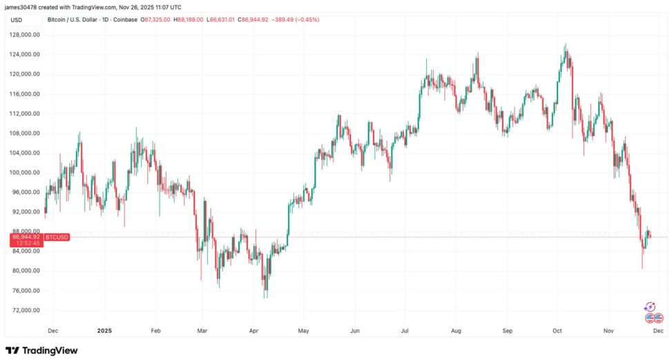 Smaller turkey for bitcoin holders as holiday price comes in lower year over year