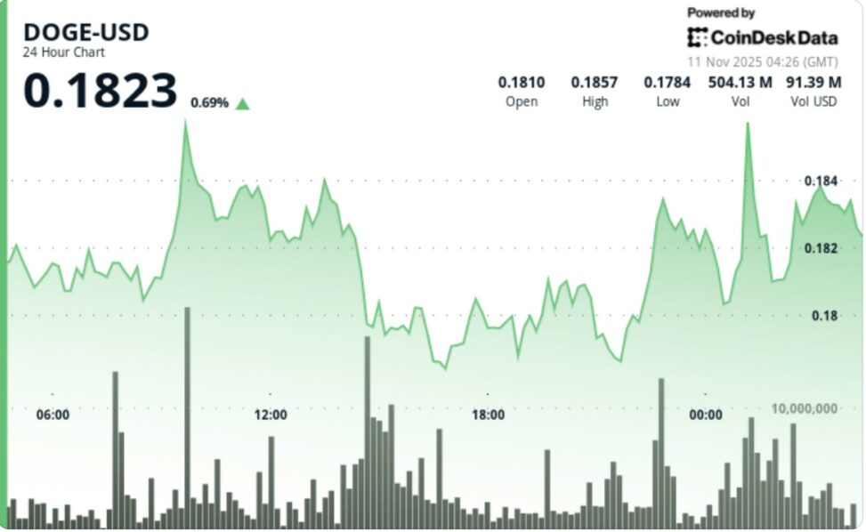 Doge tests $0.18 floor after intraday breakout sparks profit taking