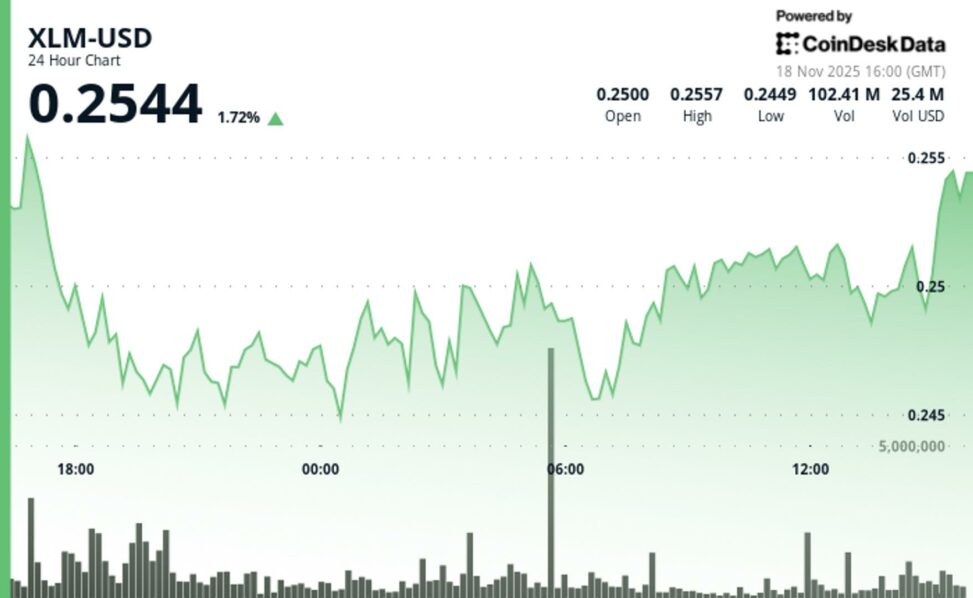 Xlm slips 3.2% to $0.25 as altcoin purge continues