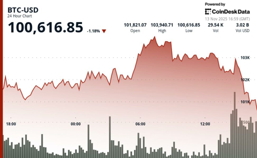 Bitcoin slides to $100k, crypto stocks eviscerated as liquidity crunch hammers risk markets