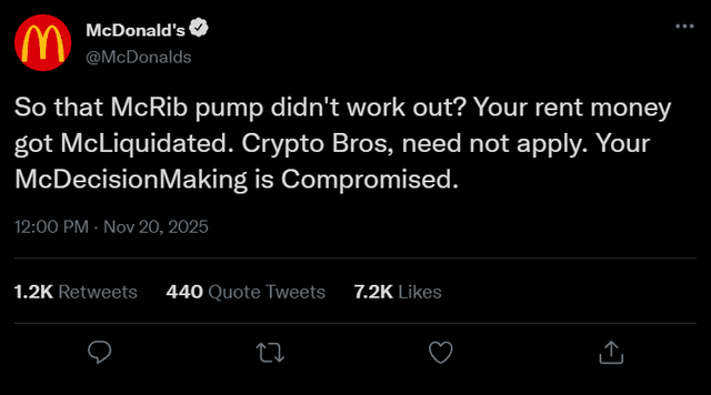 [satire] crypto bros down bad, not even mcdonalds want you.