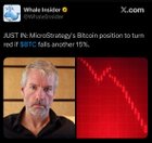 Microstrategy's bitcoin position to turn red if btc falls another 15%
