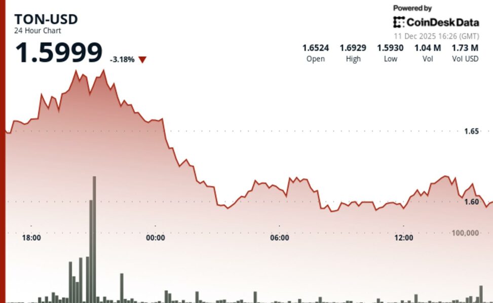 Ton slips 3.3% to $1.59 as broader crypto market weakens
