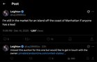 As worldcoin is down 99% dev is buying his own private island