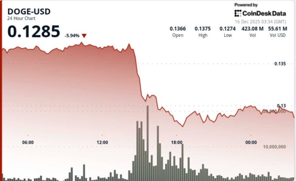 Why dogecoin’s drop below $0.13 is drawing institutional attention