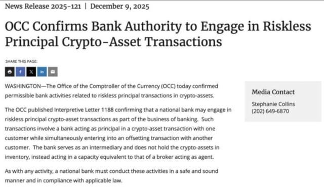 U.s. banks can now execute bitcoin transactions risklessly